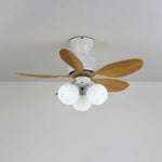Palm Leaf Ceiling Fan Light with Frosted Globes, 32"