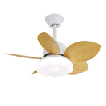 Palm Bloom Designer Ceiling Fan Light with LED, Wood Blades & Frosted Glass