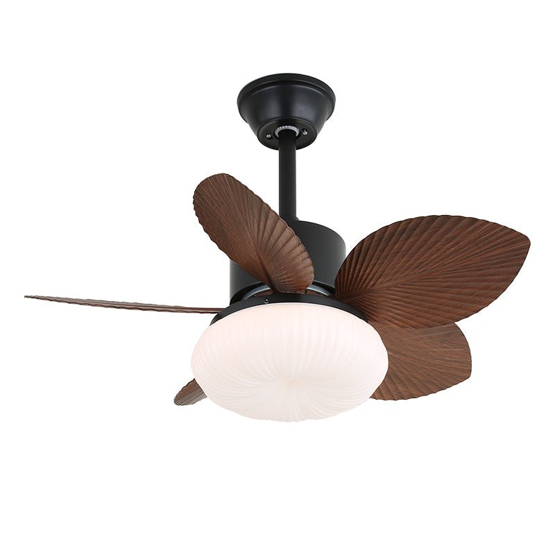 Palm Bloom Designer Ceiling Fan Light with LED, Wood Blades & Frosted Glass