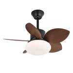 Palm Bloom Designer Ceiling Fan Light with LED, Wood Blades & Frosted Glass