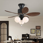 Palm Cove Breeze Ceiling Fan Light with Palm Leaf Blades and Amber Glass Shade