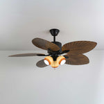 Palm Whisper Tropical Ceiling Fan with Light – 52-Inch Walnut Wood Grain, Remote Control
