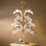 Palmera Brass Chandelier – Art Deco Crystal Palm Frond Light
