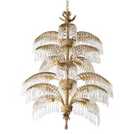 Palmera Brass Chandelier – Art Deco Crystal Palm Frond Light