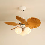 Palmera Bloom Ceiling Fan with Light, Coastal Leaf Blades & Scalloped Glass Shades