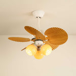 Palmera Bloom Ceiling Fan with Light, Coastal Leaf Blades & Scalloped Glass Shades
