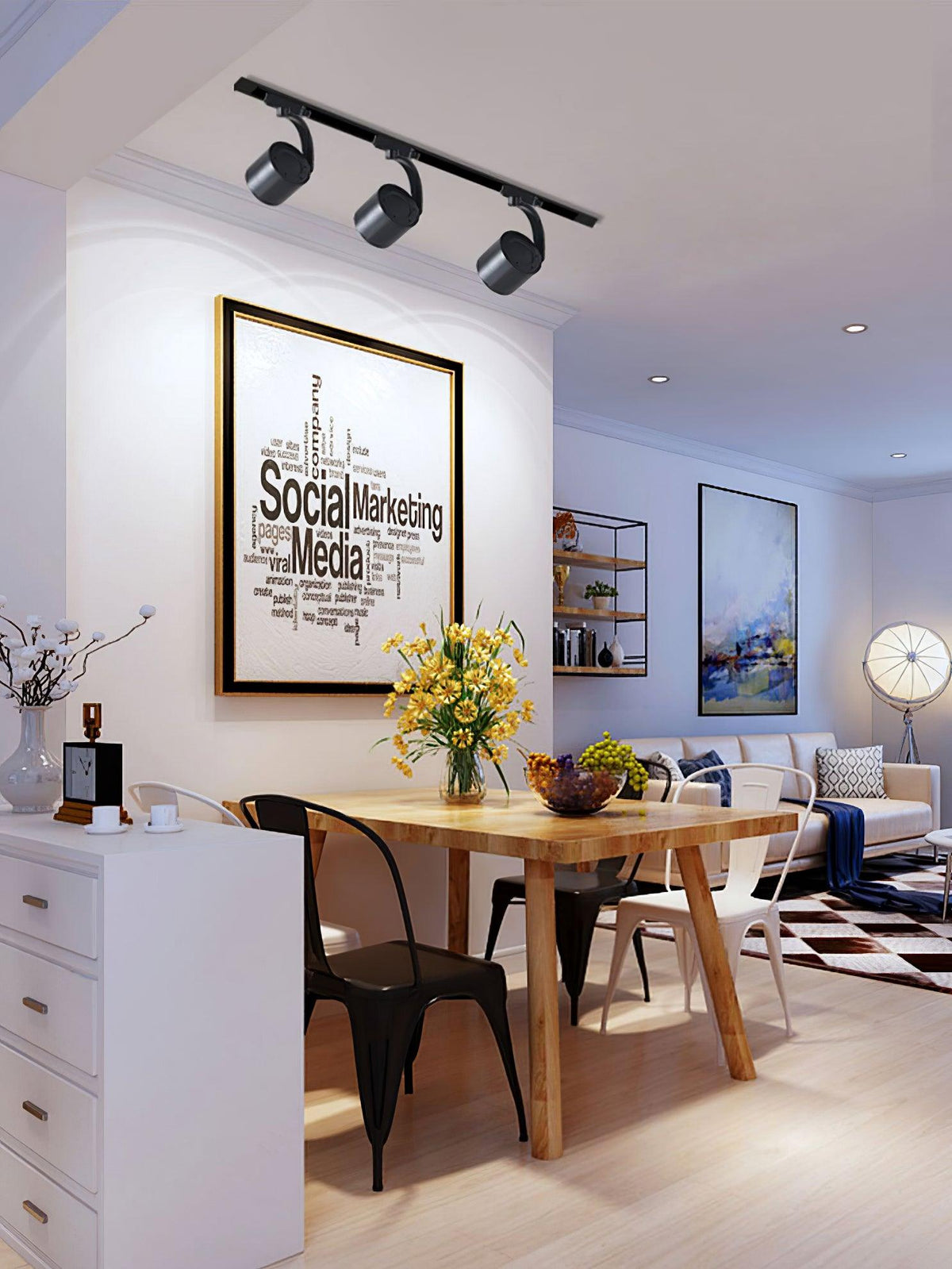 Paloma Modern LED Linear Ceiling Light in Black or White