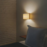 Papiro Fabric Wall Sconce with Wooden Mount – Modern Ambient Lighting