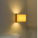 Papiro Fabric Wall Sconce with Wooden Mount – Modern Ambient Lighting