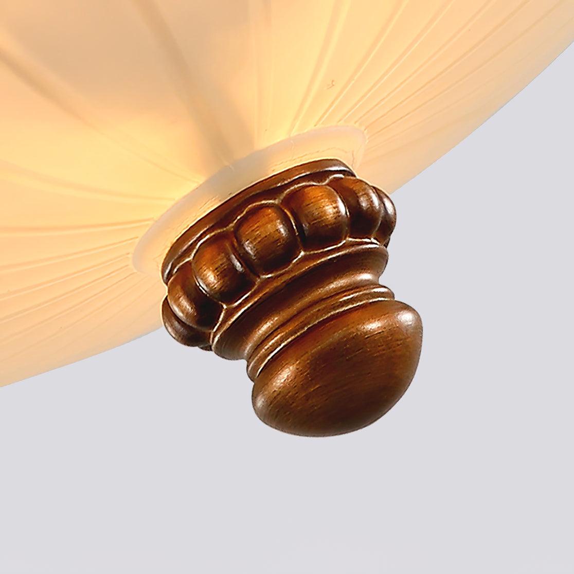 Pastoral Bowl Flush Mount Ceiling Light in Blue and White Glass