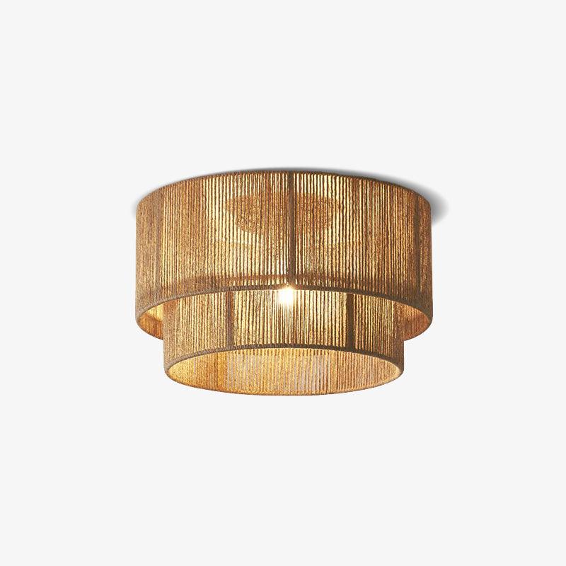 Patrici Woven Hemp Rope Ceiling Light, Modern Drum Shade Pendant for Living Room, Bedroom, Dining Room