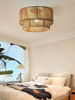 Patrici Woven Hemp Rope Ceiling Light, Modern Drum Shade Pendant for Living Room, Bedroom, Dining Room