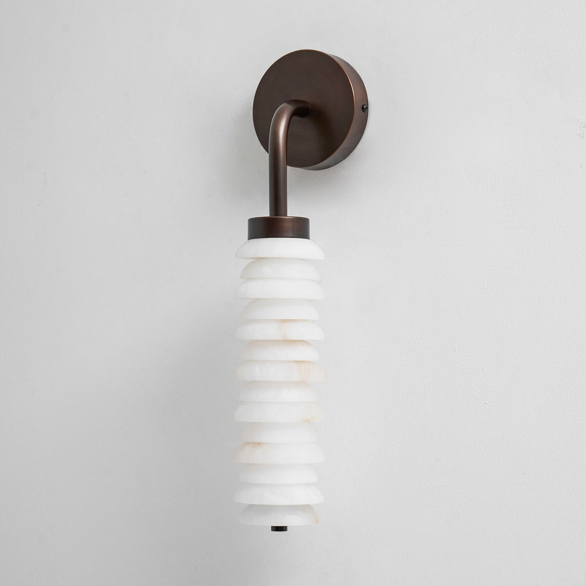 Helix Alabaster Wall Sconce in Bronze with Warm LED Light