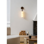 Helix Alabaster Wall Sconce in Bronze with Warm LED Light