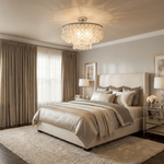 Pearl Shell Semi Flush Mount Ceiling Light, Layered Natural Shell Discs, Chrome Finish, 23.6"