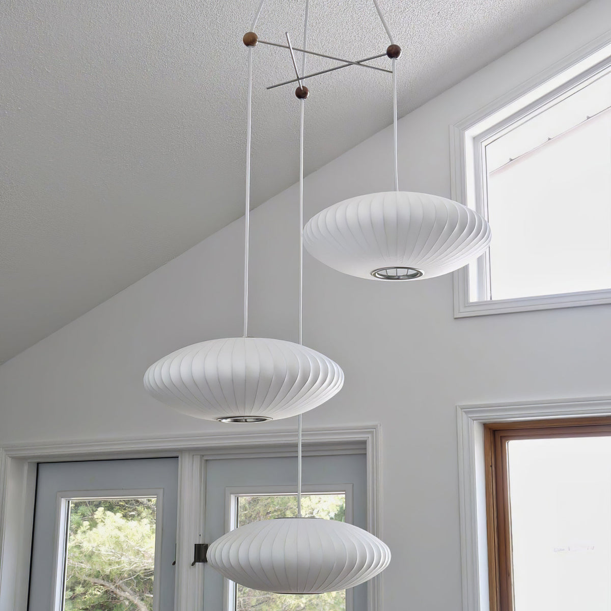 Triple Pear Bubble Silk Pendant Light – Modern Designer Chandelier