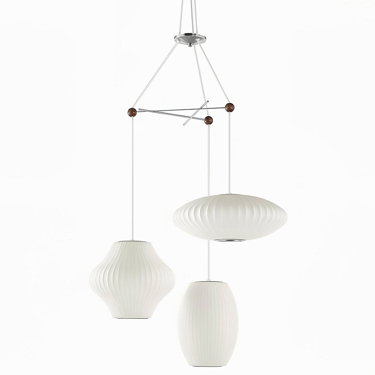 Triple Pear Bubble Silk Pendant Light – Modern Designer Chandelier