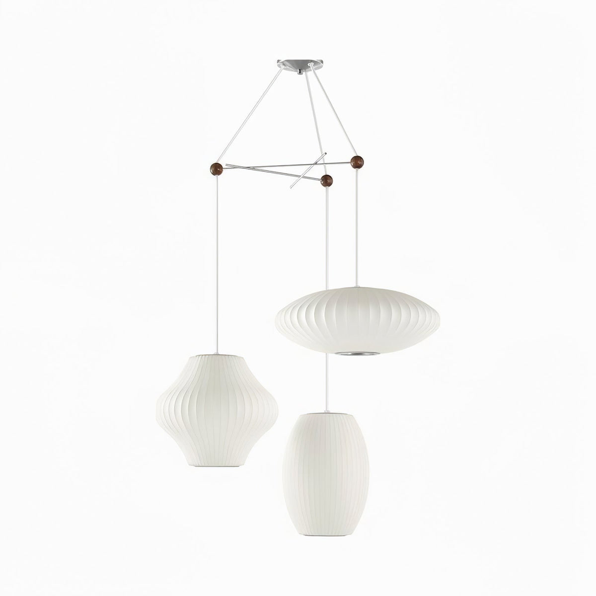 Triple Pear Bubble Silk Pendant Light – Modern Designer Chandelier