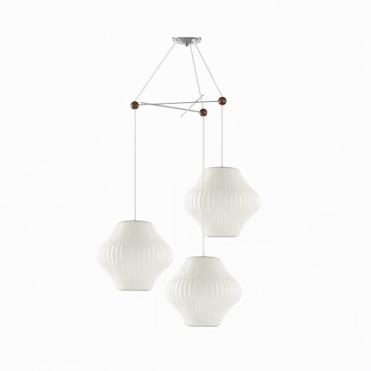 Triple Pear Bubble Silk Pendant Light – Modern Designer Chandelier