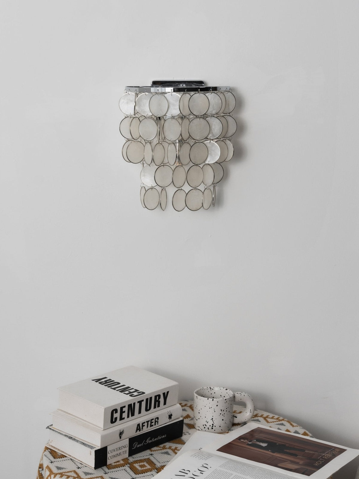 Pearl Shell Wall Sconce – Natural Layered Shell Wall Light for Bedroom, Living Room & Hallway