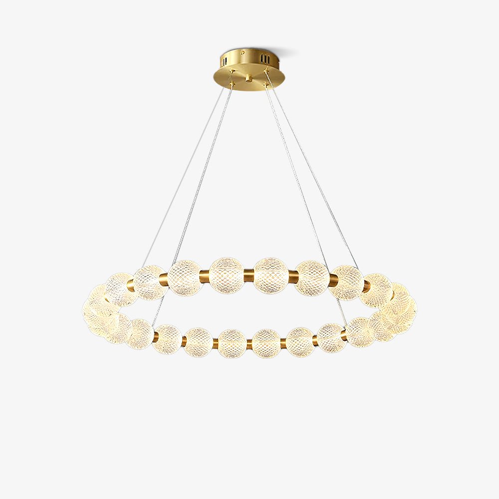 Pearl Brass Ring Chandelier – Modern Flush Mount Ceiling Light