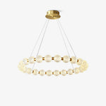 Pearl Brass Ring Chandelier – Modern Flush Mount Ceiling Light