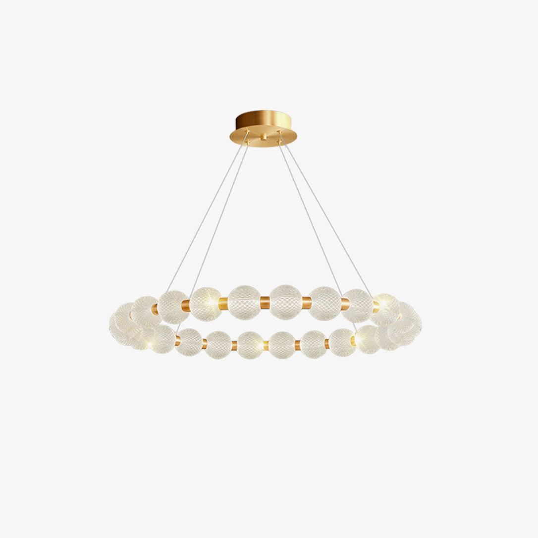 Pearl Brass Ring Chandelier – Modern Flush Mount Ceiling Light