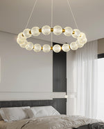 Pearl Brass Ring Chandelier – Modern Flush Mount Ceiling Light