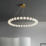 Pearl Brass Ring Chandelier – Modern Flush Mount Ceiling Light