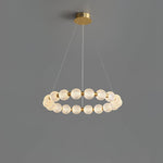 Pearl Brass Ring Chandelier – Modern Flush Mount Ceiling Light