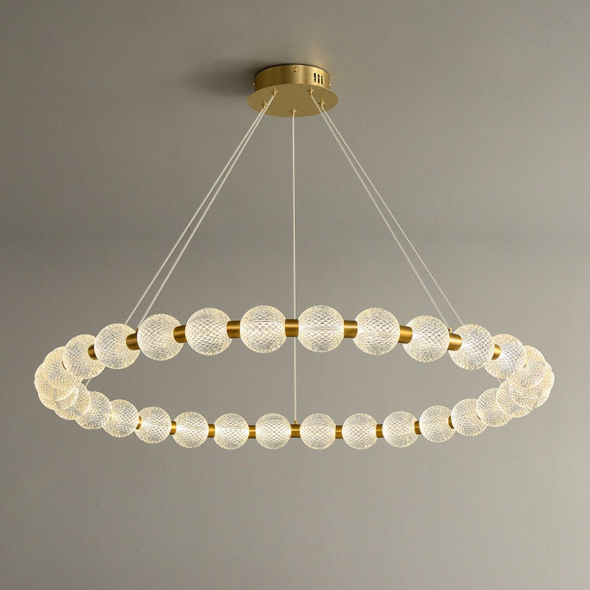 Pearl Brass Ring Chandelier – Modern Flush Mount Ceiling Light