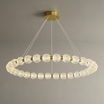 Pearl Brass Ring Chandelier – Modern Flush Mount Ceiling Light