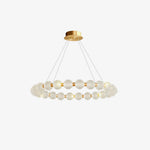 Pearl Brass Ring Chandelier – Modern Flush Mount Ceiling Light