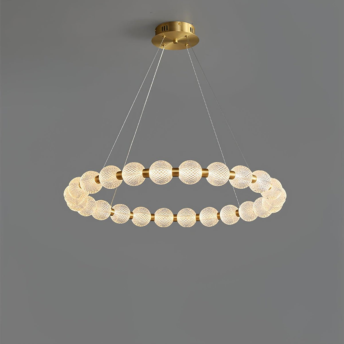 Pearl Brass Ring Chandelier – Modern Flush Mount Ceiling Light