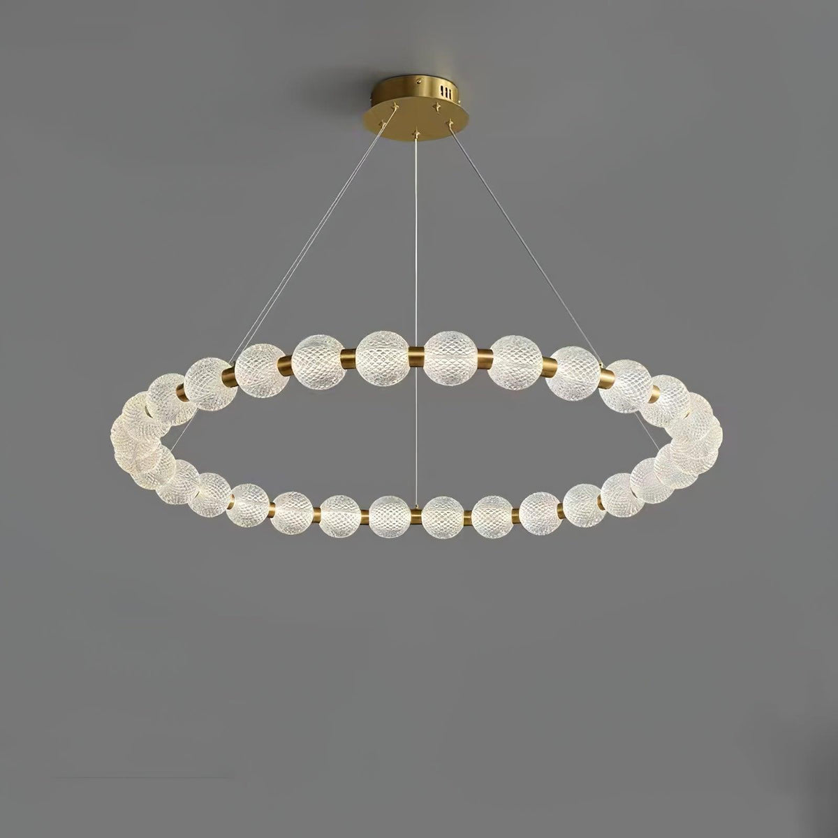 Pearl Brass Ring Chandelier – Modern Flush Mount Ceiling Light