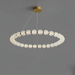 Pearl Brass Ring Chandelier – Modern Flush Mount Ceiling Light