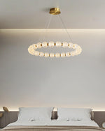 Pearl Brass Ring Chandelier – Modern Flush Mount Ceiling Light