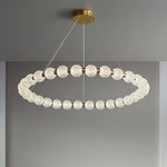 Pearl Brass Ring Chandelier – Modern Flush Mount Ceiling Light