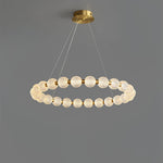 Pearl Brass Ring Chandelier – Modern Flush Mount Ceiling Light