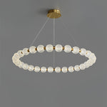 Pearl Brass Ring Chandelier – Modern Flush Mount Ceiling Light