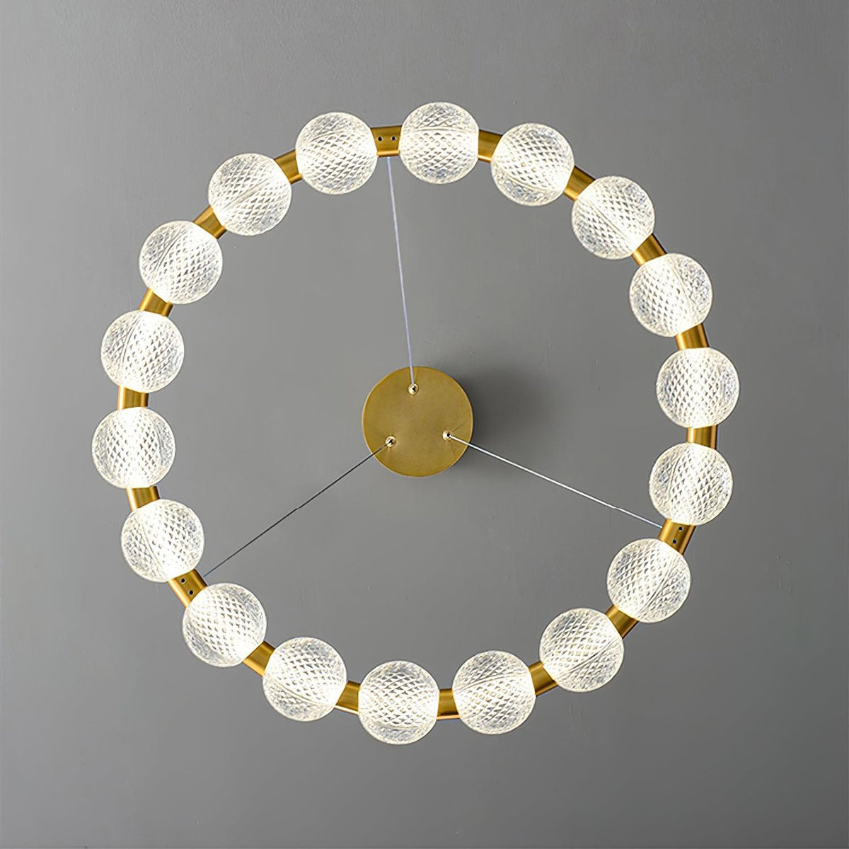 Pearl Brass Ring Chandelier – Modern Flush Mount Ceiling Light