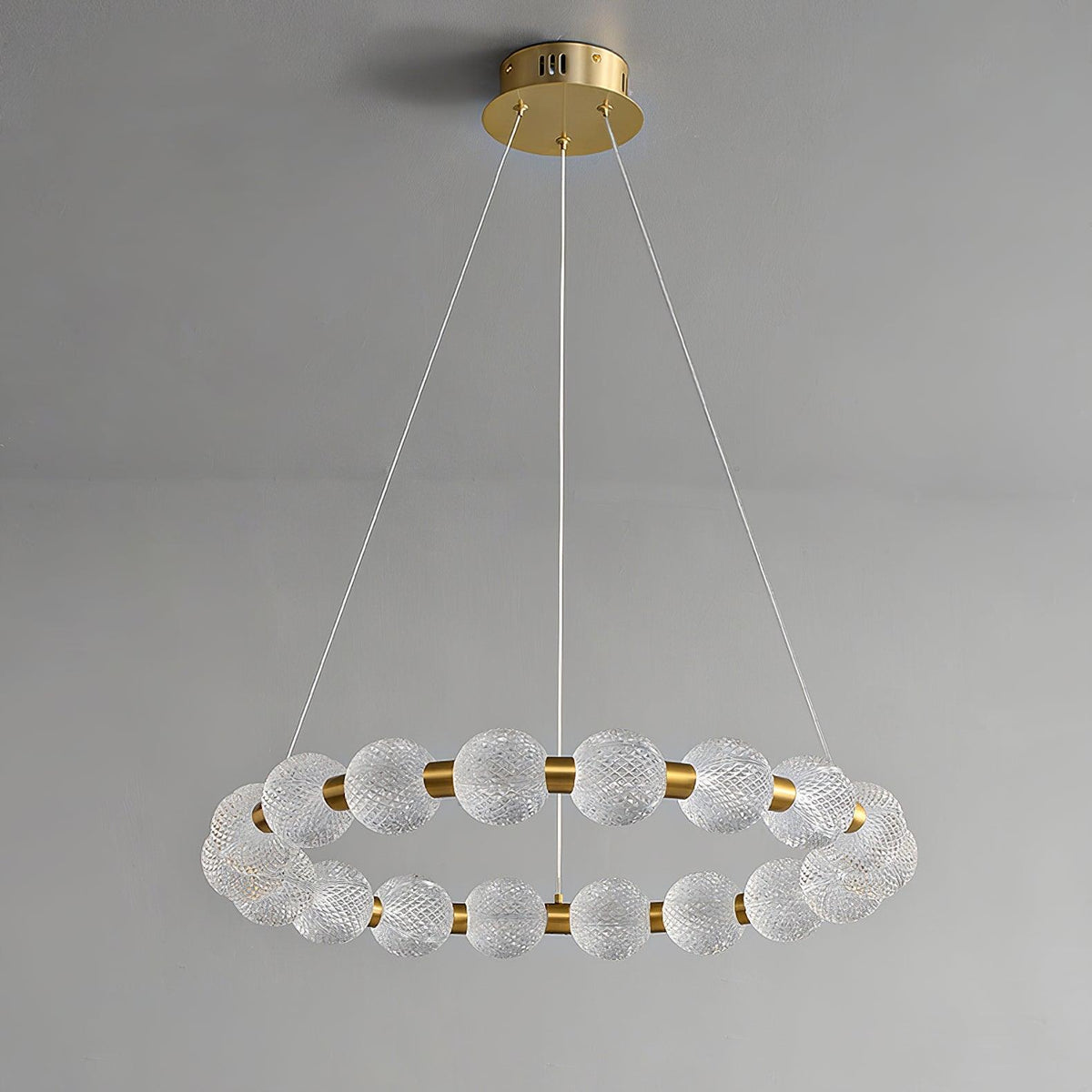 Pearl Brass Ring Chandelier – Modern Flush Mount Ceiling Light