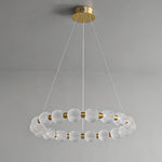 Pearl Brass Ring Chandelier – Modern Flush Mount Ceiling Light
