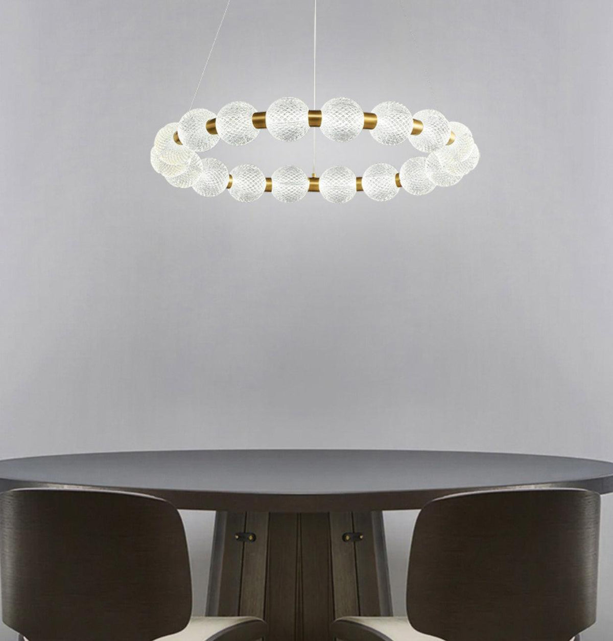 Pearl Brass Ring Chandelier – Modern Flush Mount Ceiling Light