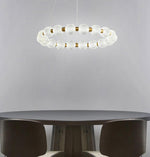 Pearl Brass Ring Chandelier – Modern Flush Mount Ceiling Light