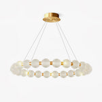 Pearl Brass Ring Chandelier – Modern Flush Mount Ceiling Light