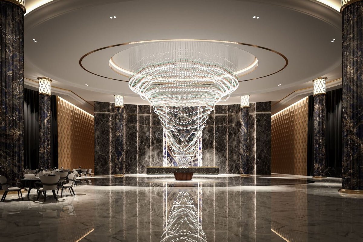 Pearl Curtain Crystal LED Chandelier – Modern Designer Hanging Light
