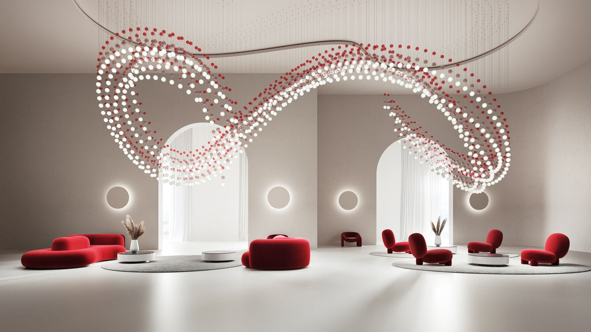 Pearl Curtain Crystal LED Chandelier – Modern Designer Hanging Light