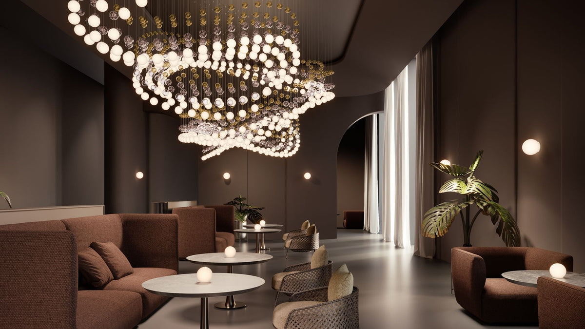Pearl Curtain Crystal LED Chandelier – Modern Designer Hanging Light