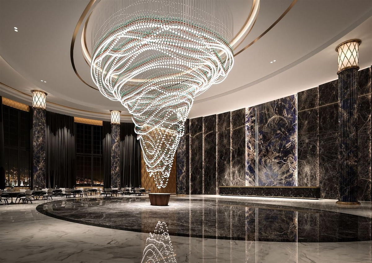 Pearl Curtain Crystal LED Chandelier – Modern Designer Hanging Light